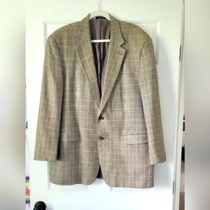 CHAPS 100% Silk Brown Plaid Blazer/Sportcoat...44L